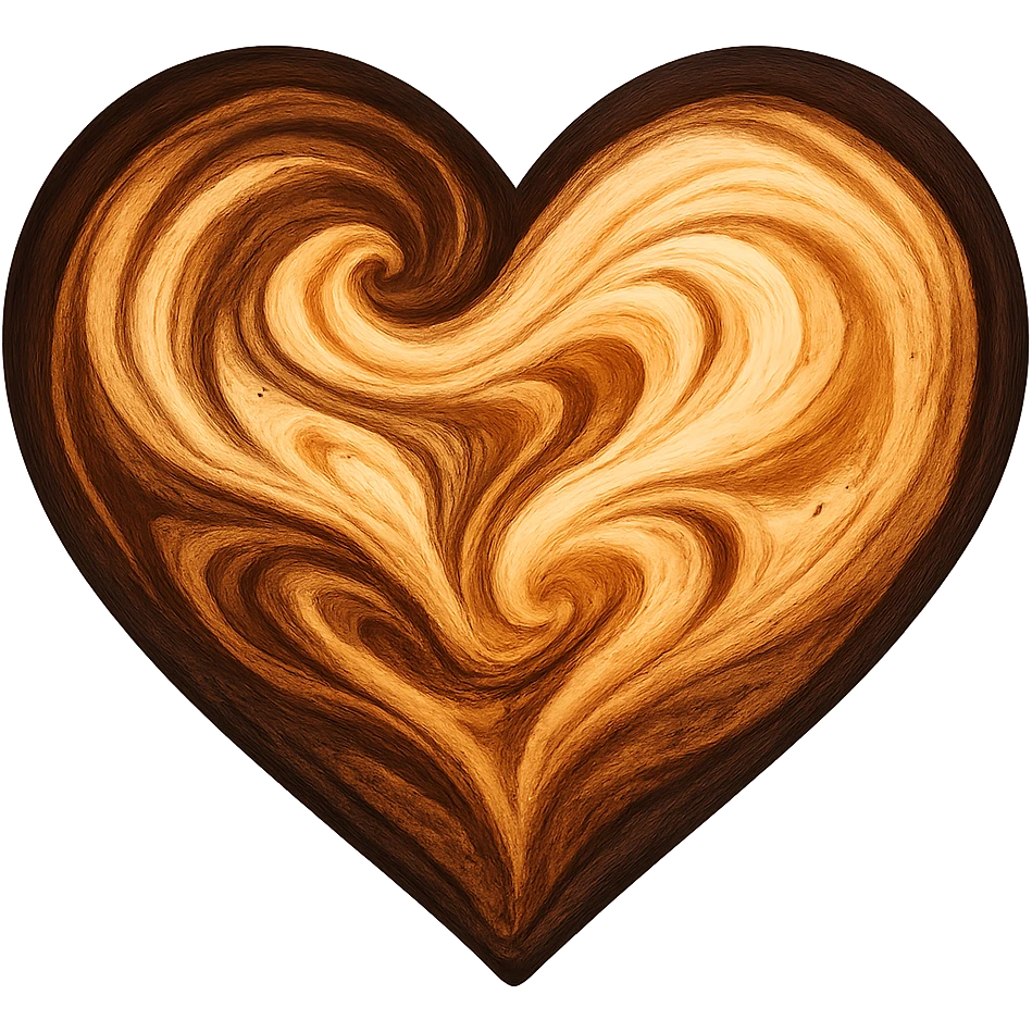 heart with a swirling espresso pattern, digital illustration, no background emoji