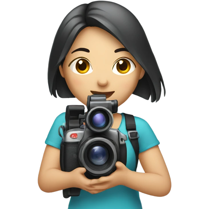 asian girl with video camera emoji