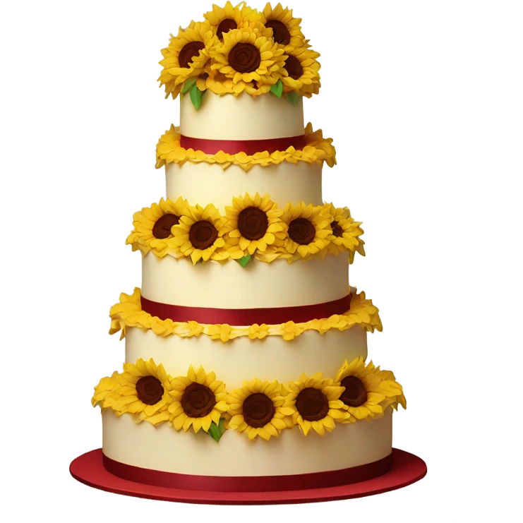 a wedding cake that is filled with sunflowers and roses  emoji