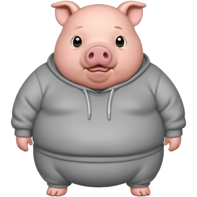 a fat pig with grey sweatshirt on\ emoji