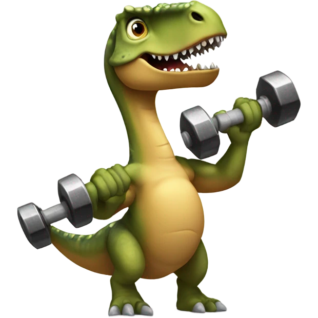 Dinosaur with dumbbell emoji