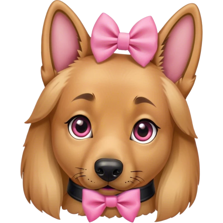 German Shepherd girl honey eyes, pink bow collar  emoji