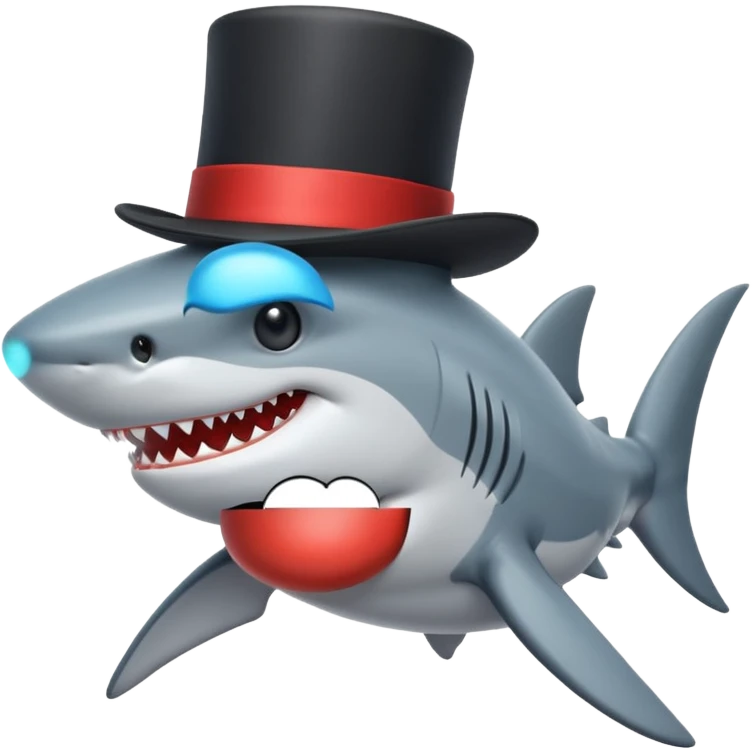 Shark with a top hat emoji