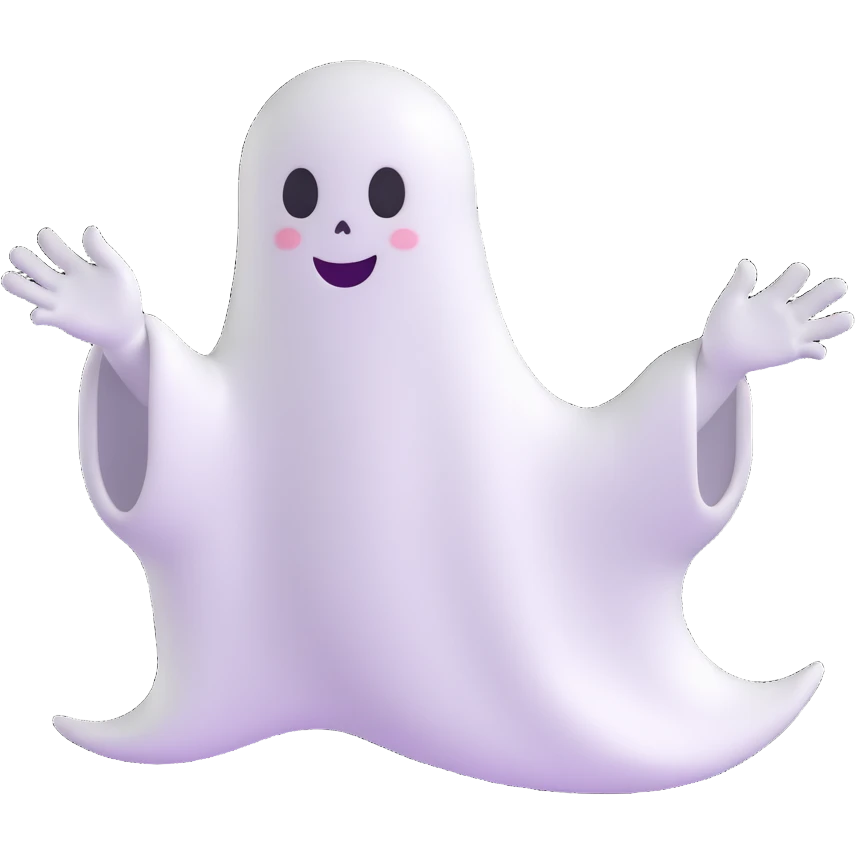 cute white ghost waving emoji