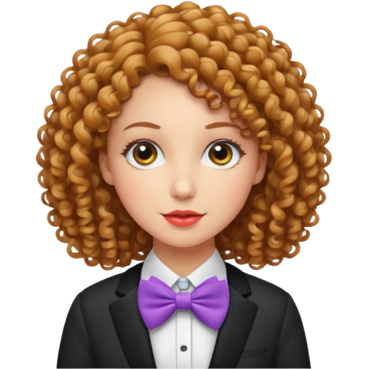 Curly-haired woman wearing bow ties emoji