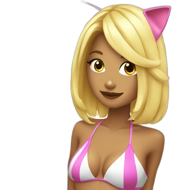hot catgirl blonde swim suit emoji