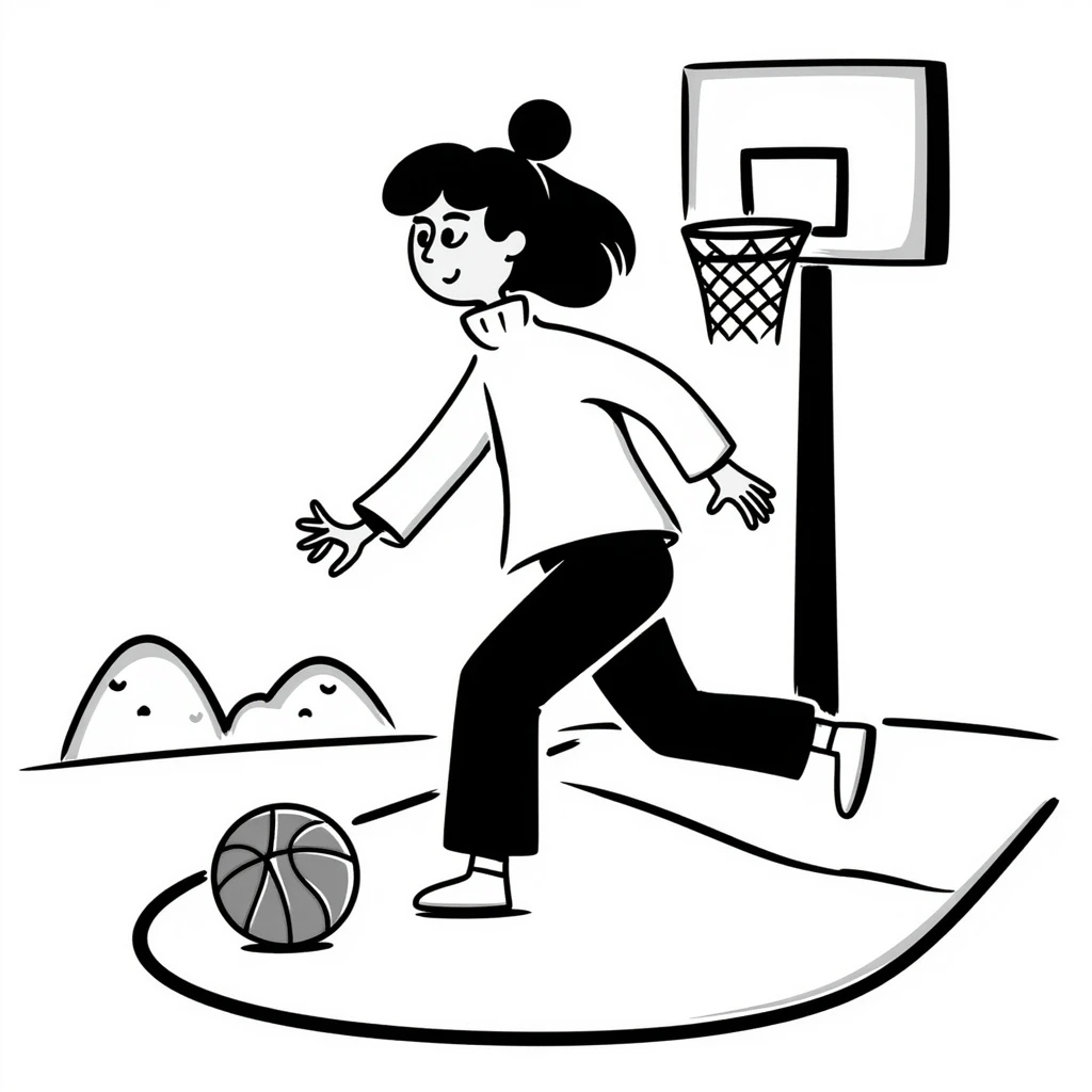 basketball girl player, February theme, play with heart emoji