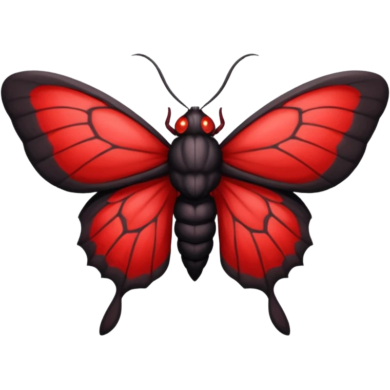 A sexy black and red moth with glowing red eyes with a manly human like body emoji