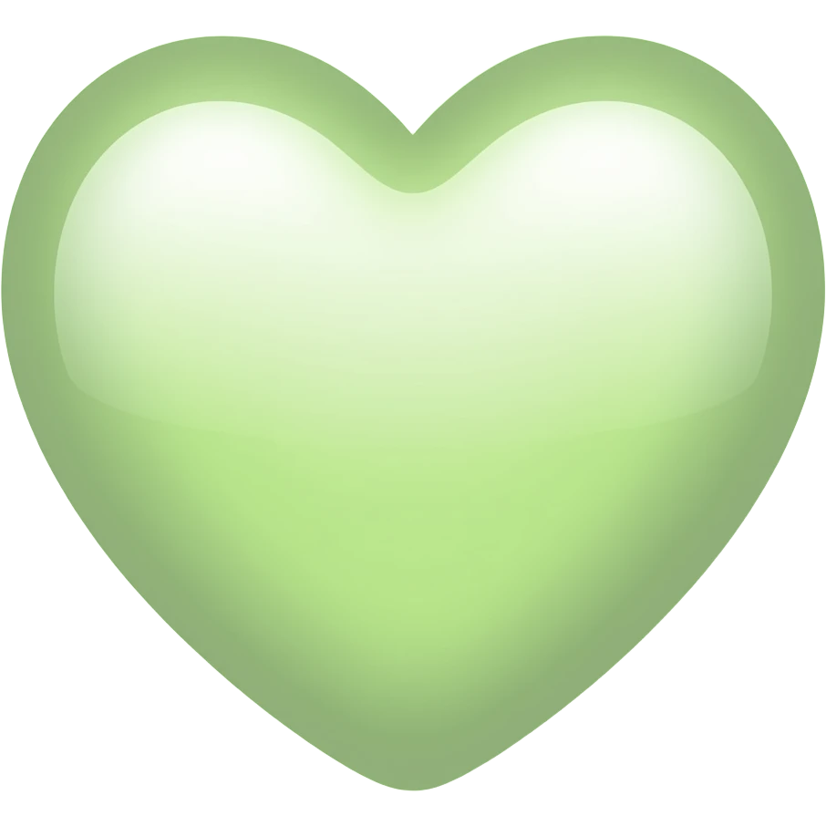 one light pastel green colored glowing outlined heart emoji