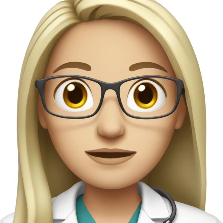 white female doctor with long hair emoji