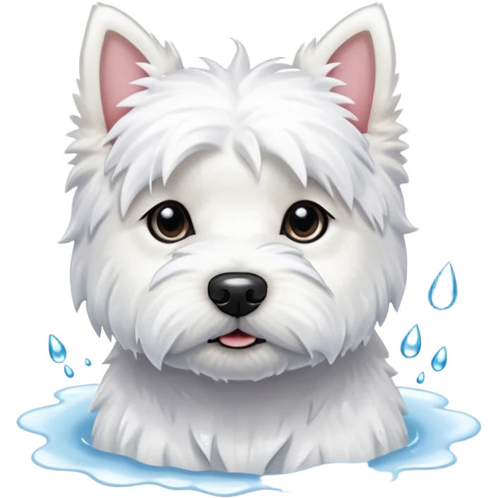 West Highland White Terrier with raindrops emoji