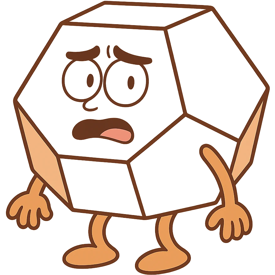 white dodecahedron with orange outline, flat vector style, minimal emoji