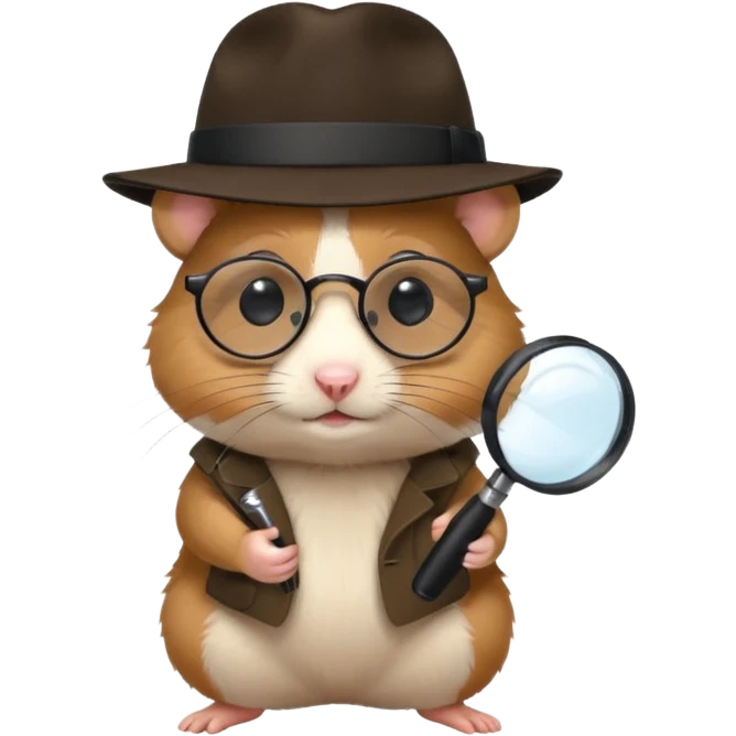 Hamster Detective with Black glasses and a Black Fedora emoji