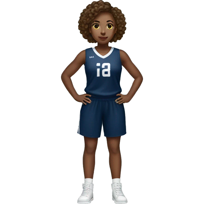 Girl in basketball uniform navy blue emoji