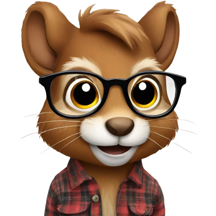 Squirrel with glasses and flannel emoji