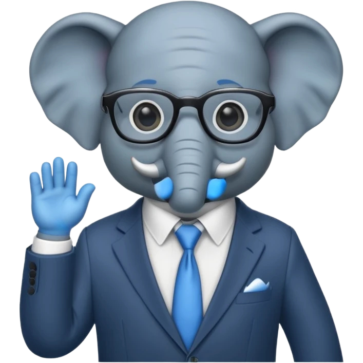 blue elephant in a suit and glasses emoji