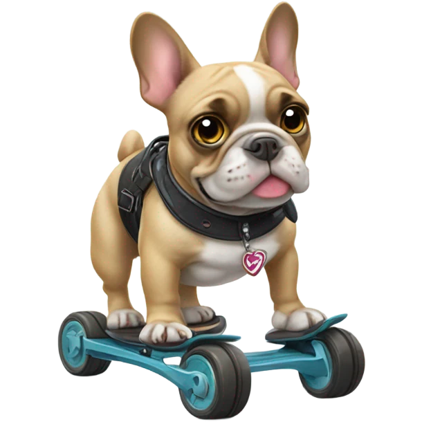 Frenchie wearing rollerblades emoji