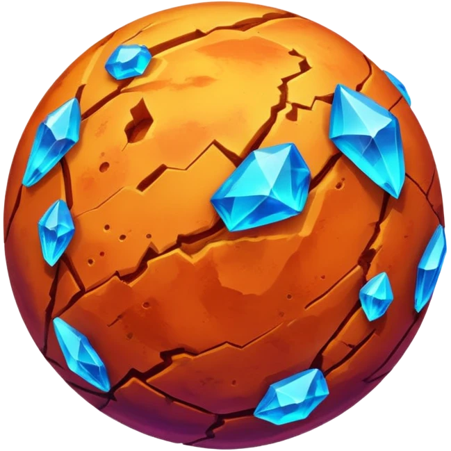 mars planet, surface covered in glowing crystals  emoji