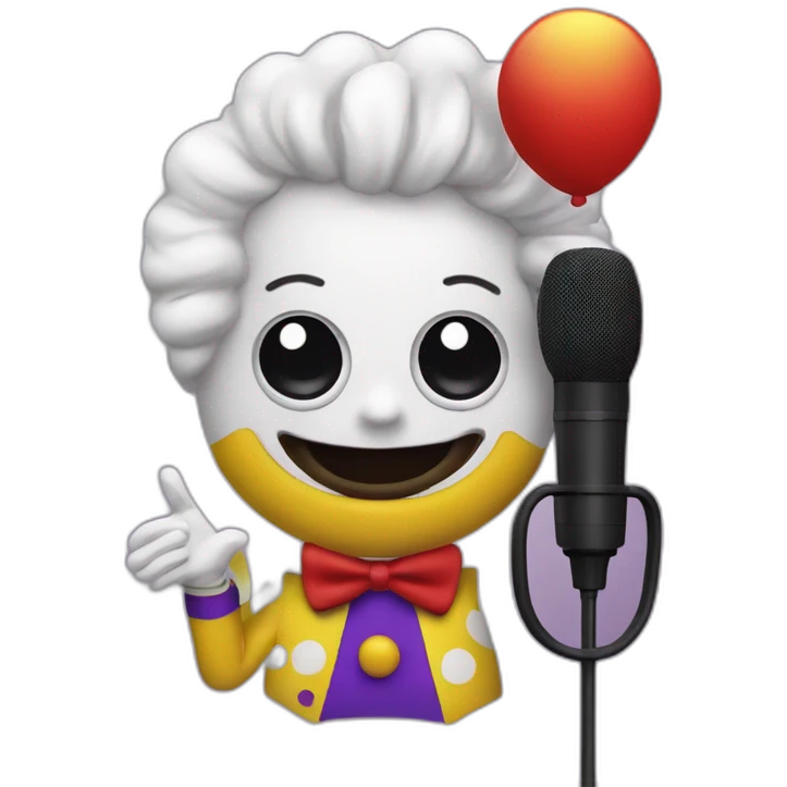 catalan radio presenter with radio station microphone in his hand dressed as clown emoji