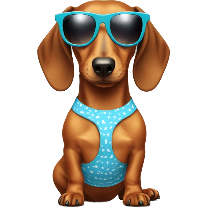 Dachshund wearing sunglasses in a bikini  emoji