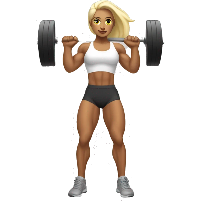 female white bodybuilder lifting weights emoji
