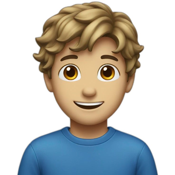simple smile, boy in blue emoji