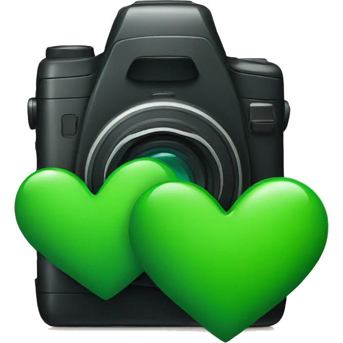 Black and green hearts with camera emoji