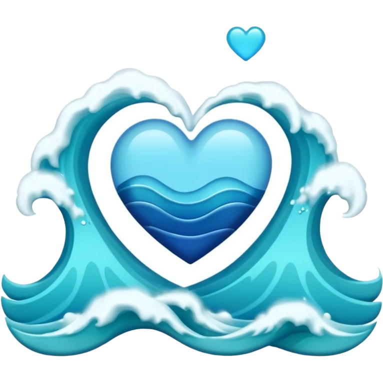 Waves with a blue heart emoji