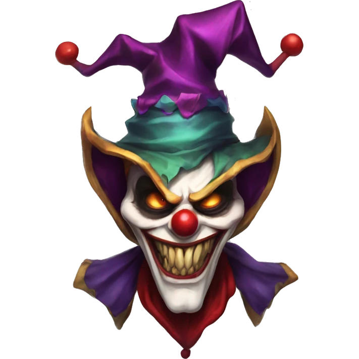 Shaco from league of legends , a jester demon. A face of a clown emoji
