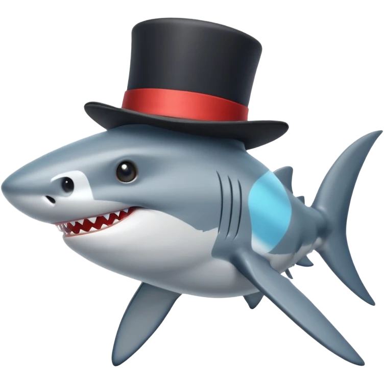 Shark with a top hat emoji
