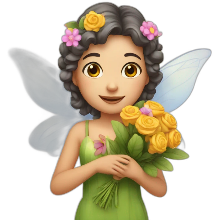 Flower fairy holding flower bouquet  emoji