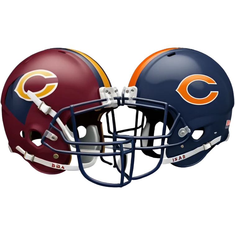 The Washington commanders football helmet and the Chicago Bears football helmet facing each other emoji