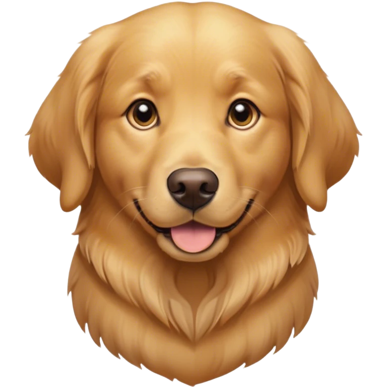 Cinematic Cute Golden Retriever Portrait Emoji, Head tilted playfully and inquisitively, showcasing a rich, glossy golden coat with a healthy sheen, round, sparkling brown eyes filled with curiosity, Simplified yet irresistibly adorable features, highly detailed, glowing with a warm, friendly glow, high shine, affectionate and lively, stylized with a touch of whimsy, bright and endearing, soft glowing outline, capturing the essence of a mischievous yet loving companion, so playful it feels like it could leap out of the screen and into your arms! emoji