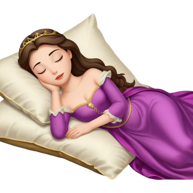 sleeping beauty brunette white girl with a silk pillow emoji