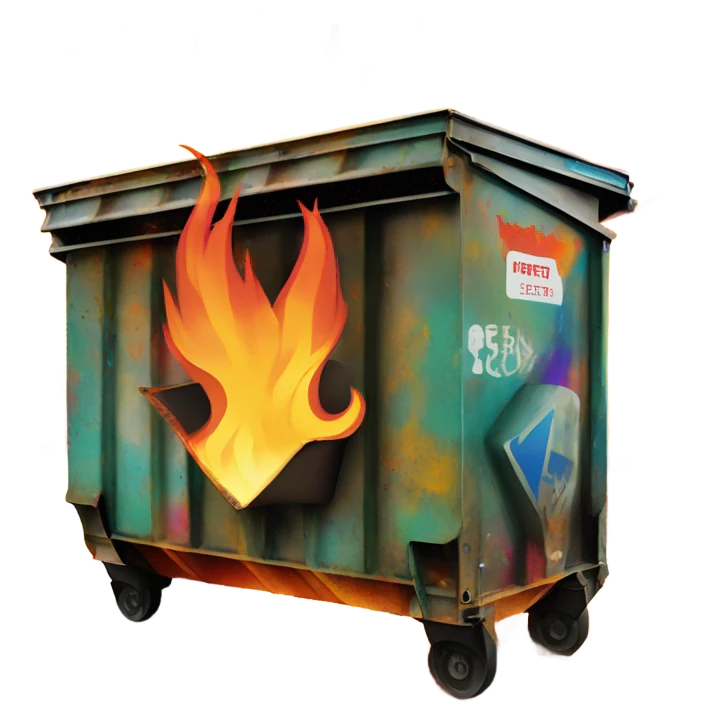 Happy dumpster fire emoji
