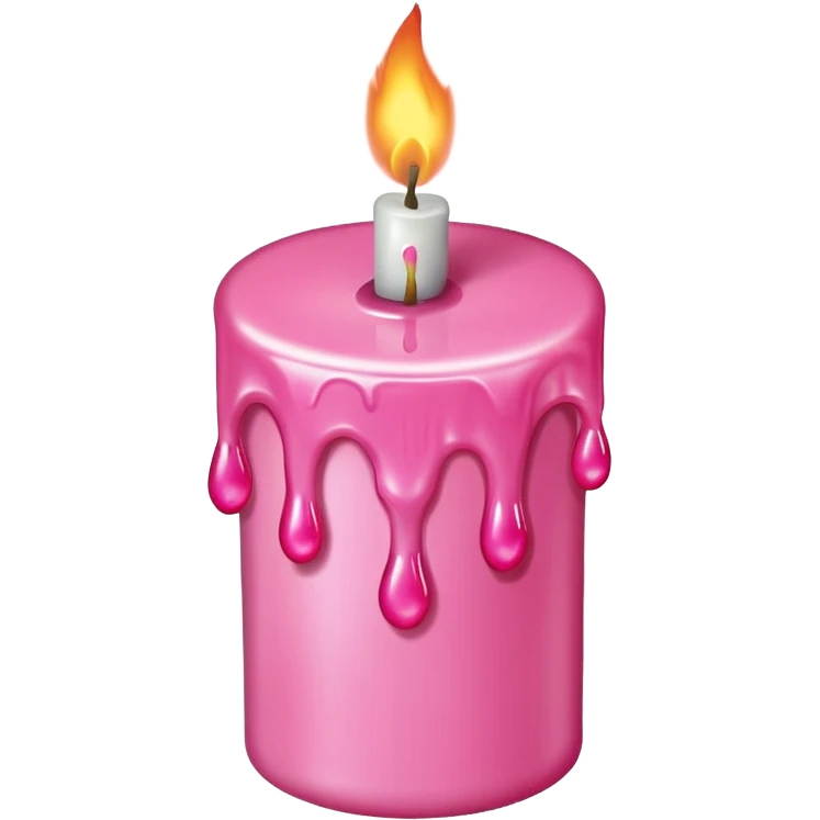 A drawing of a flaming pink candle that could be used at a romantic dinner table. The camera should be isometric at a 45-degree angle. emoji