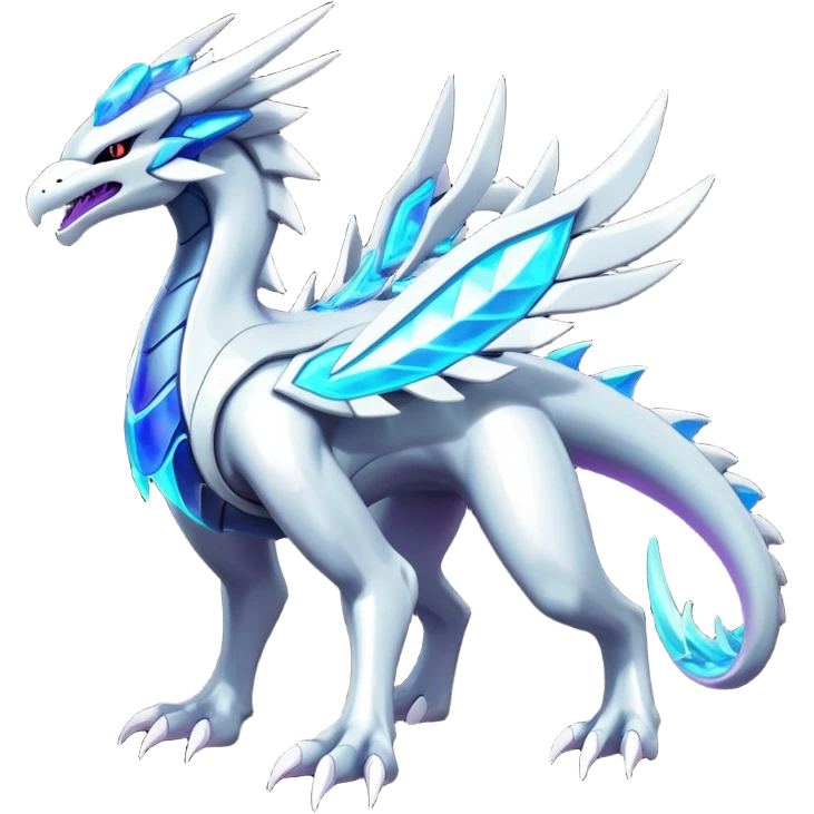 Futuristic Modern Epic Legendary Shiny Cyber-Suicune-Dialga-Reshiram-Creature, (full body) emoji
