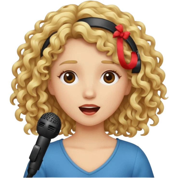 Curly blonde girl singing  emoji