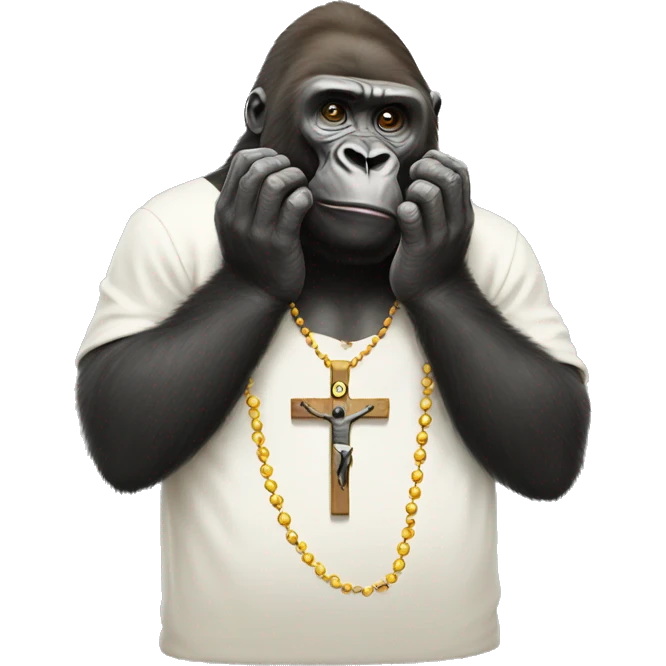 Gorilla praying the rosary emoji