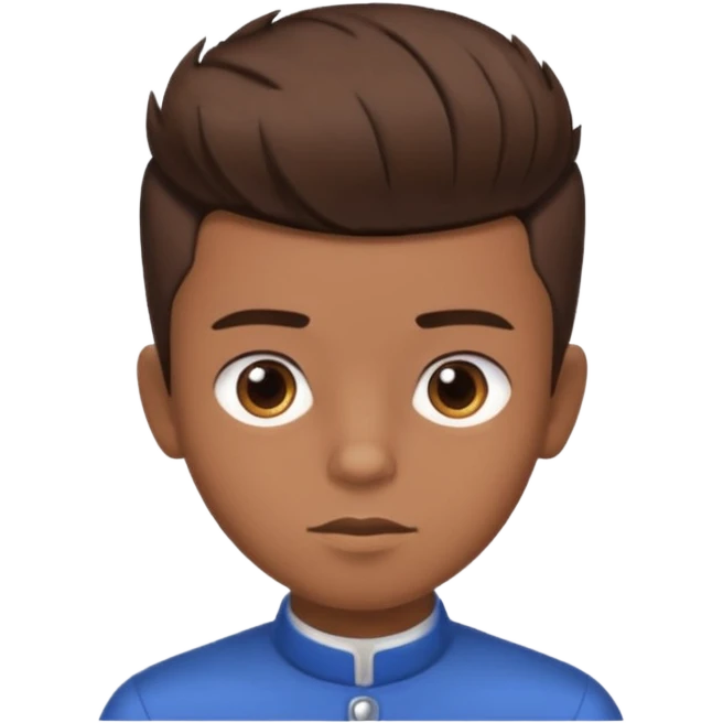 create a fringe haircut boy with a brown hair with hair little up more looking like quiff hairstyle but its going straight not on side emoji