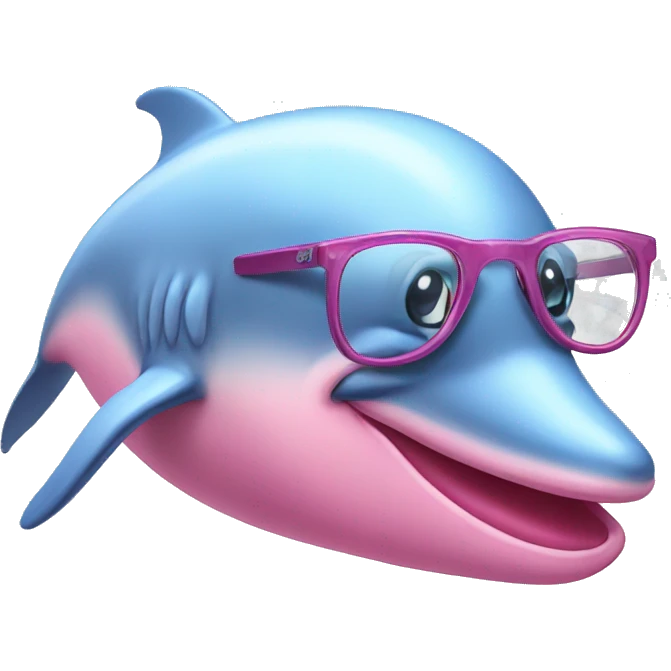 Pink dolphin with glasses emoji