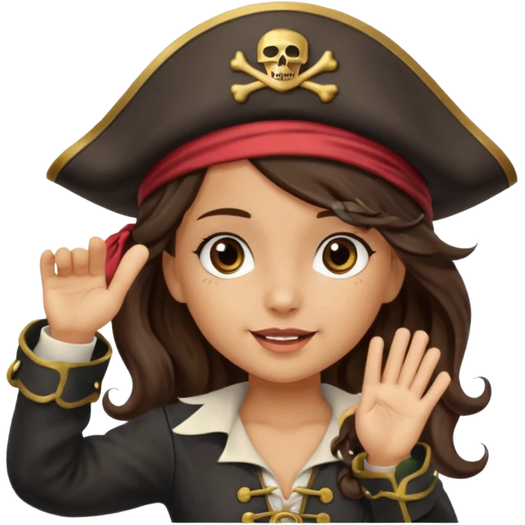 cute pirate girl wave salute emoji