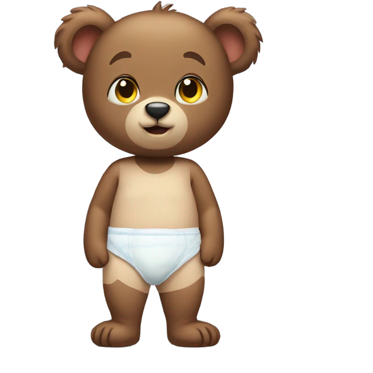 A small cub bear wearing diapers emoji