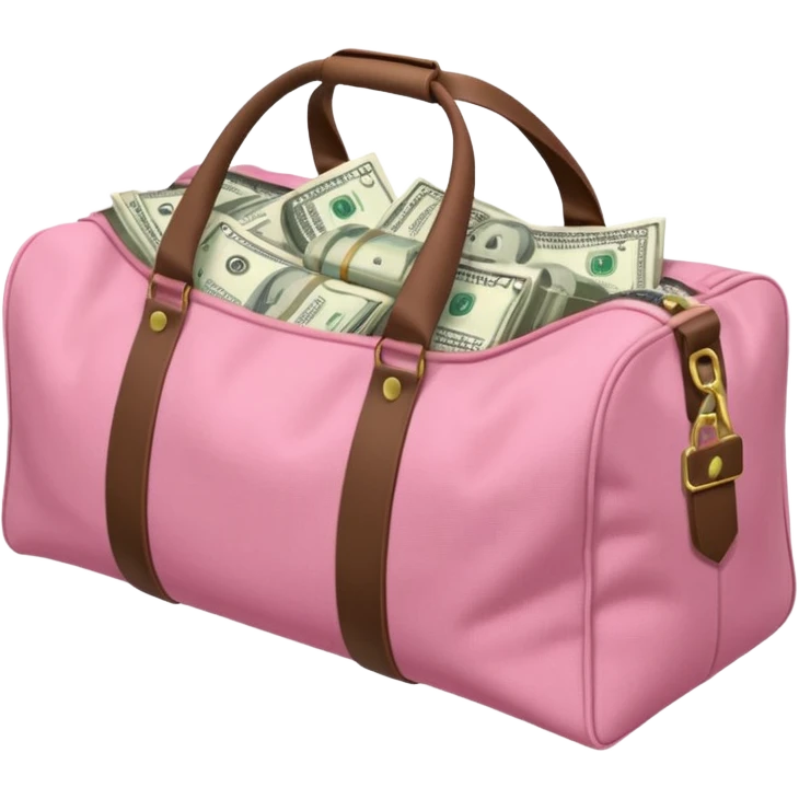  a pink duffle bag filled to the brim with cash emoji