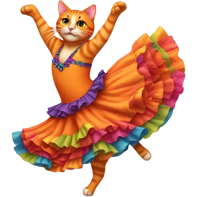 Orange Cat in flamenco dress dancing the flamenco emoji