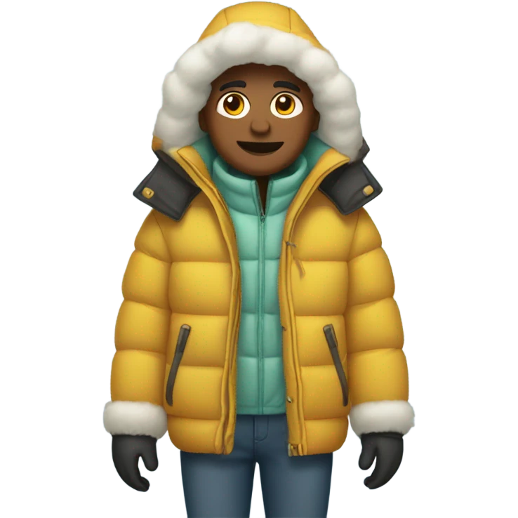 Puffy jacket and snowboots emoji