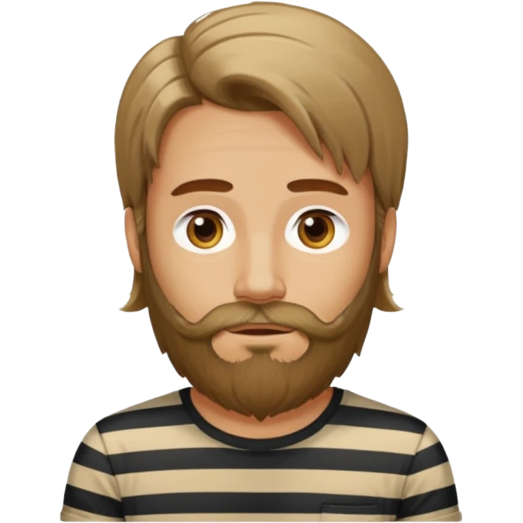 man with long hair and beard wearing vertical striped t-shirt emoji