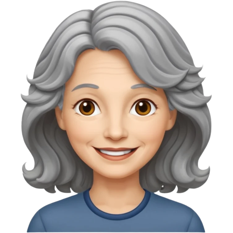 Femme 53 ans cheveux gris ondulés  emoji