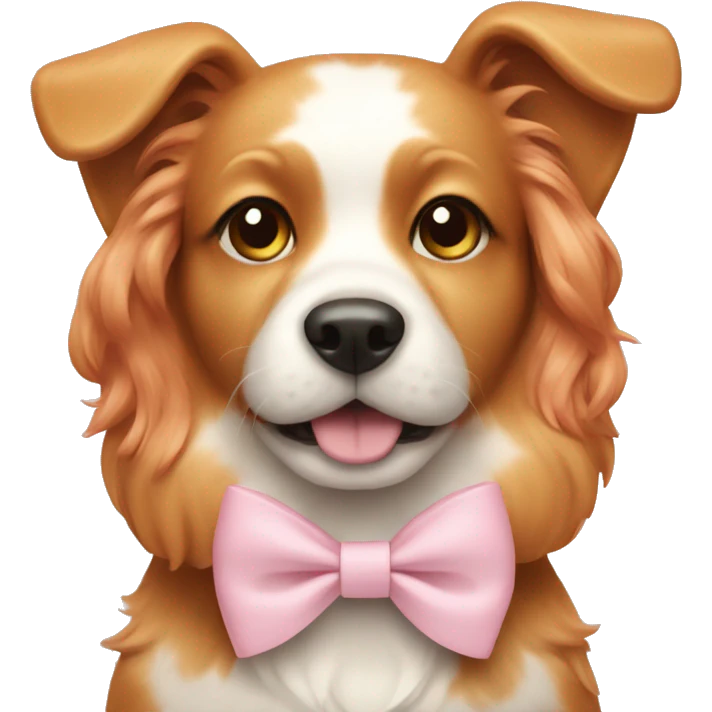 ginger dog with light pink bow  emoji
