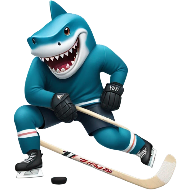 Shark playing hockey  emoji